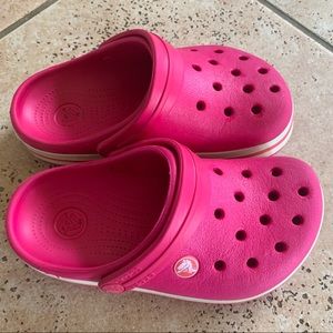 Girls Party Pink Crocs Crocband clogs, GUC!
